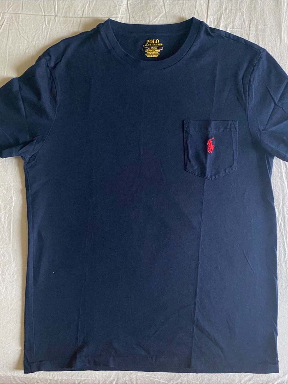 Polo by Ralph Lauren Navy Short-Sleeve Pocket Tee with Red Pony Medium